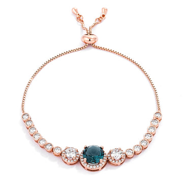 Adjustable Plated Graduated CZ Bolo Style Tennis Bracelet